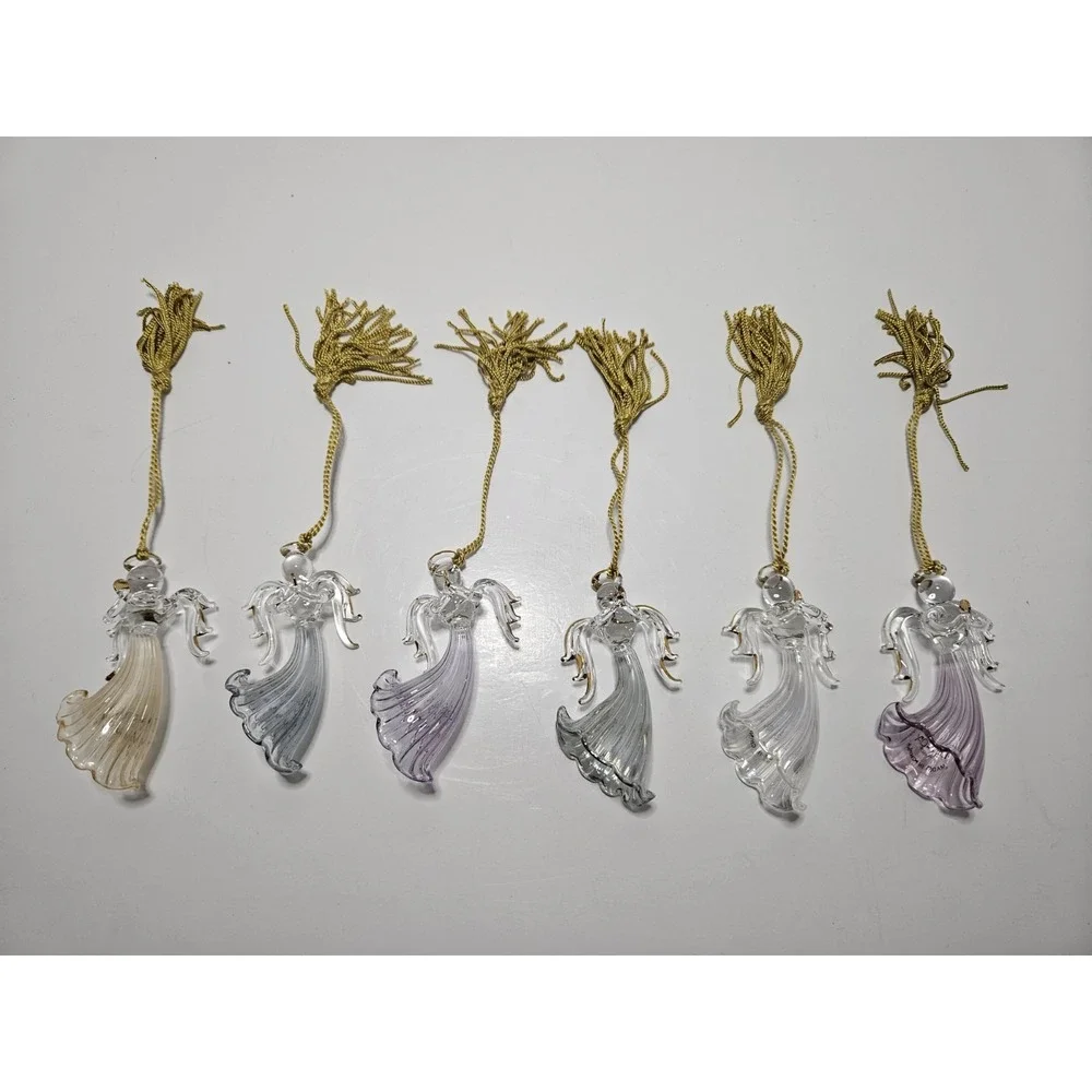 Lenox Blown Glass Angel Ornaments Assorted Colors Set of 6 Praying Crystal 3
